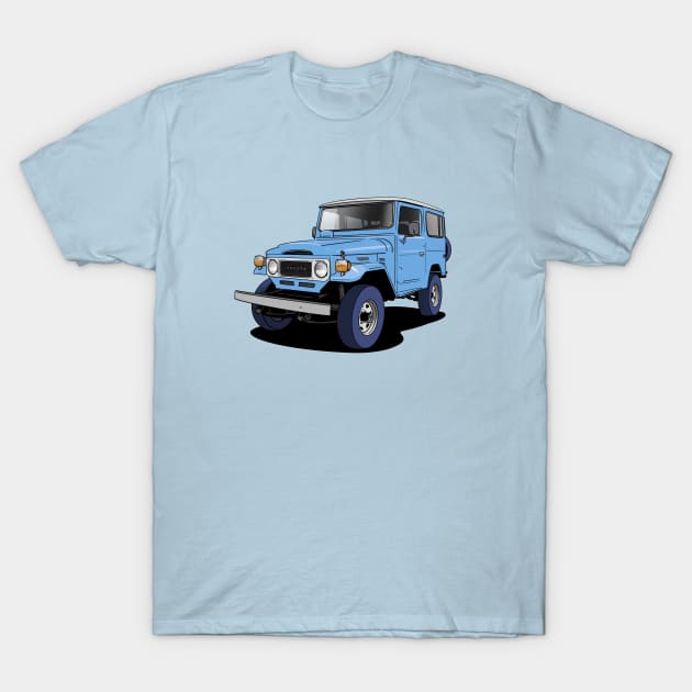 Toyota Land Cruiser FJ40 truck in blue T-Shirt by Webazoot